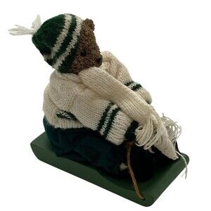 Teddy Bear On Sled Winter Tabletop Decor Stylish Sweater Ralph Cottagecore Cabin